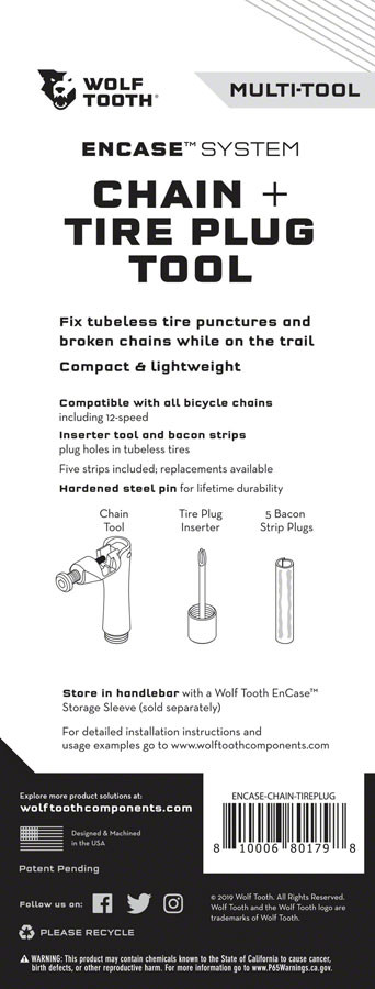 Wolf Tooth - EnCase System - Chain and Tire Plug Multi Tool