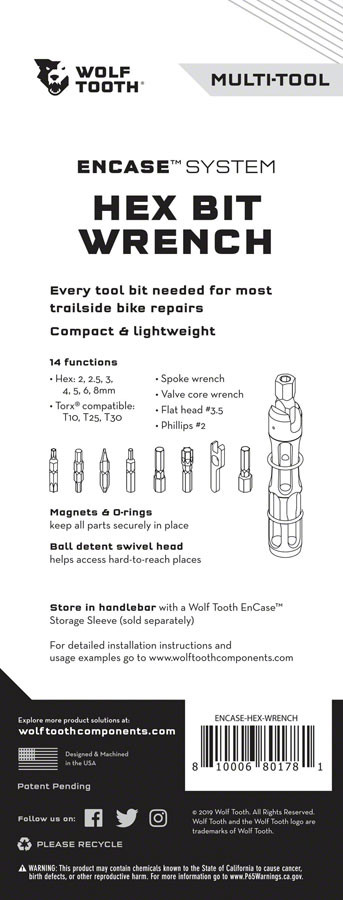 Wolf Tooth - EnCase System - Hex Bit Wrench Multi Tool