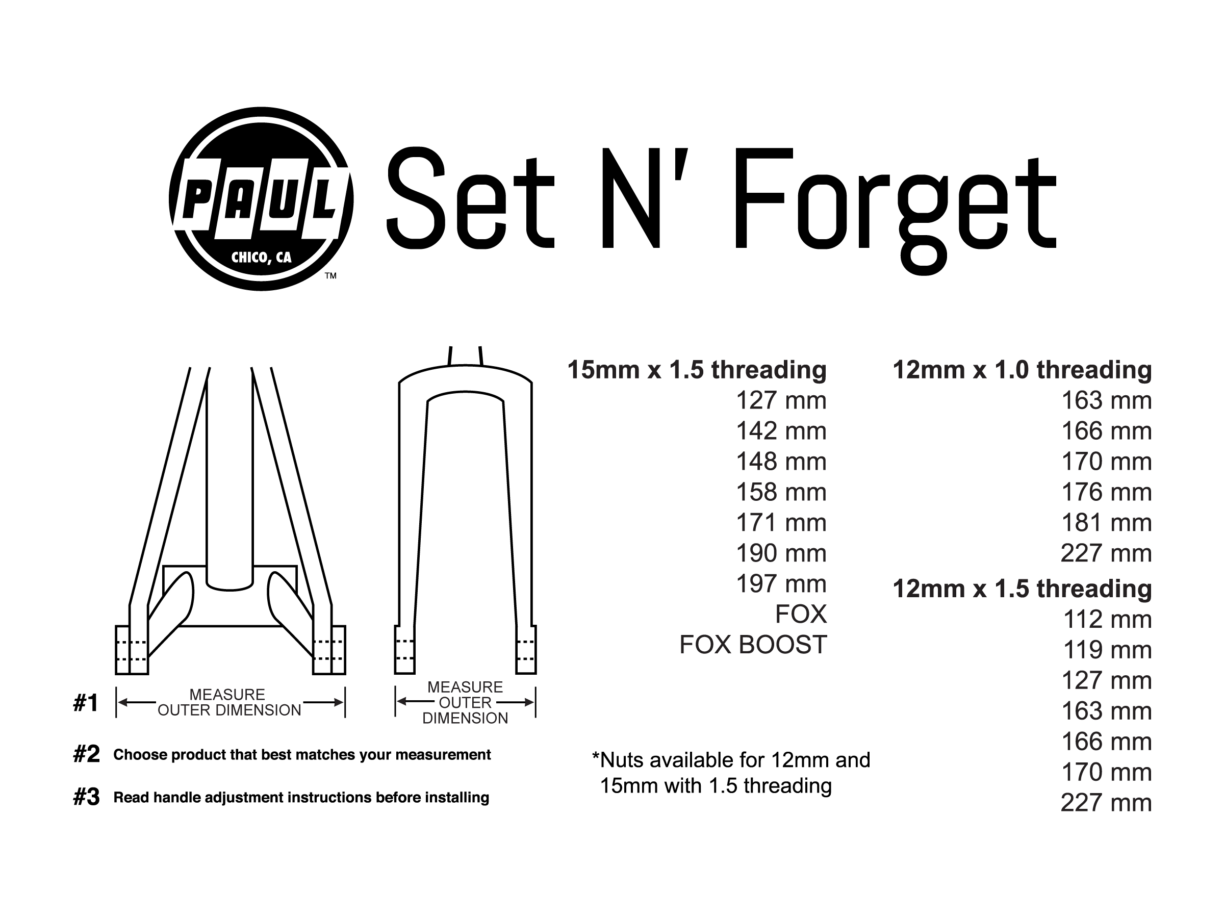 Paul Component Set 'N Forget - M15x1.5